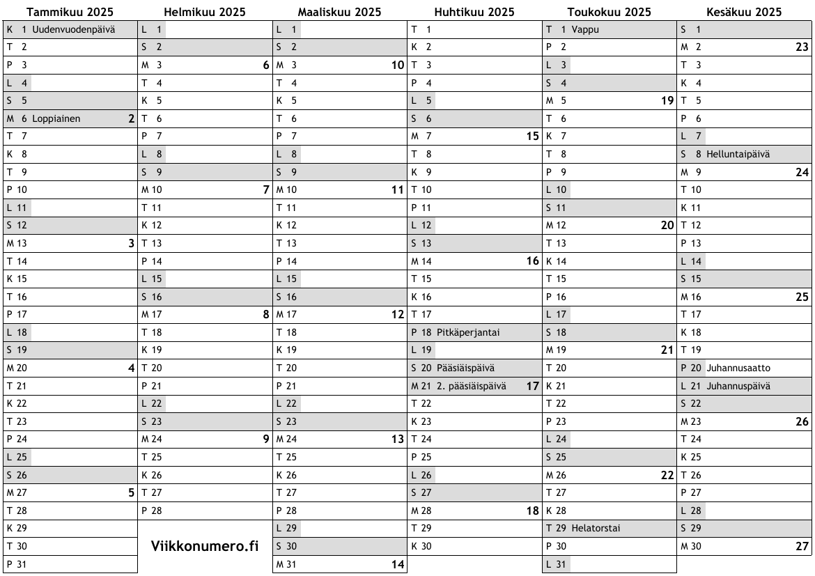 Kalenteri Jossa N kyv t Juhlap iv t Ja Viikkonumerot Viikkokalenteri PDF